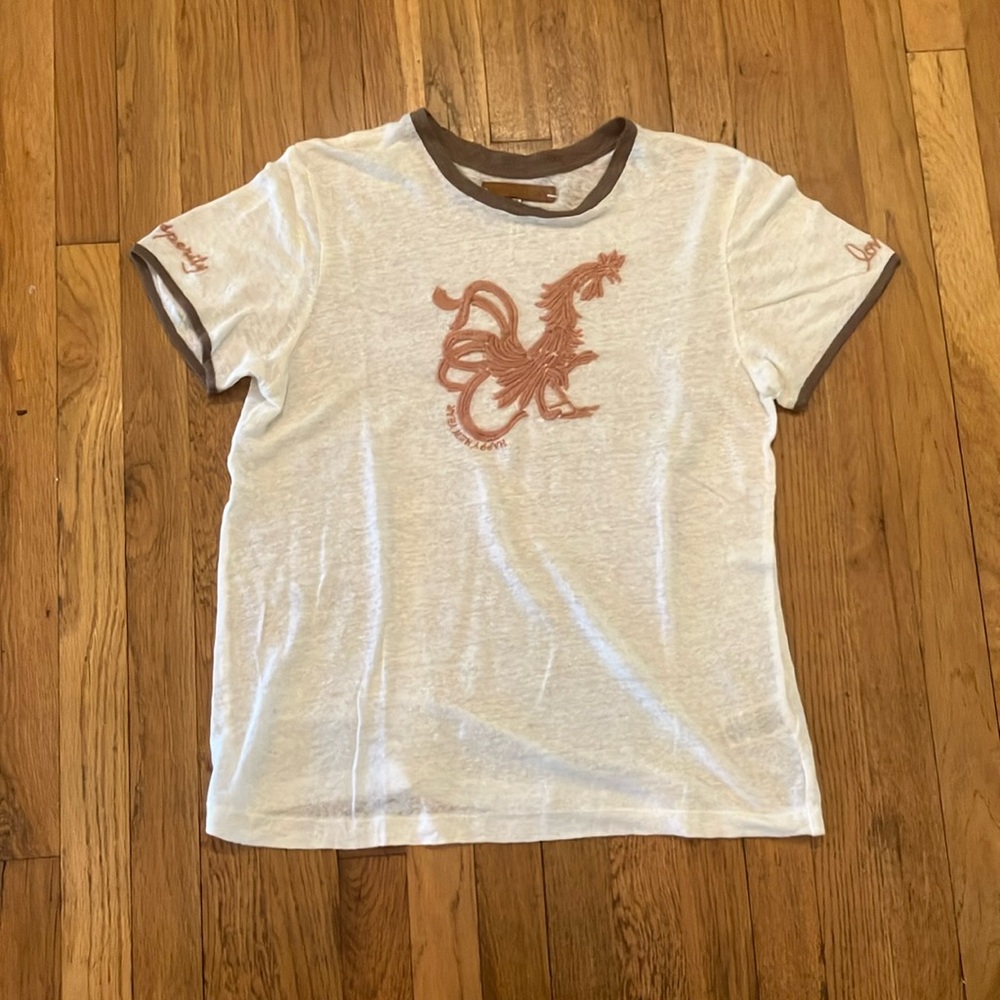 Free people heirloom lunar new years 100% linen t-shirt size large